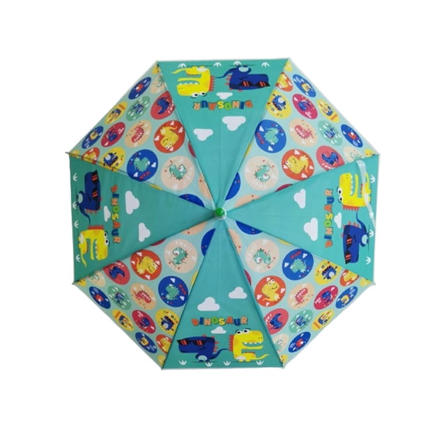Paraguas infantil portátil, ligero y resistente con mango largo. Verde