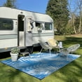 thumbnail image 3 of MeyJey Outdoor Rug, 6'x9' Reversible Waterproof Area Rug, Plastic Mat for RV Patio Camping, Blue, 3 of 9
