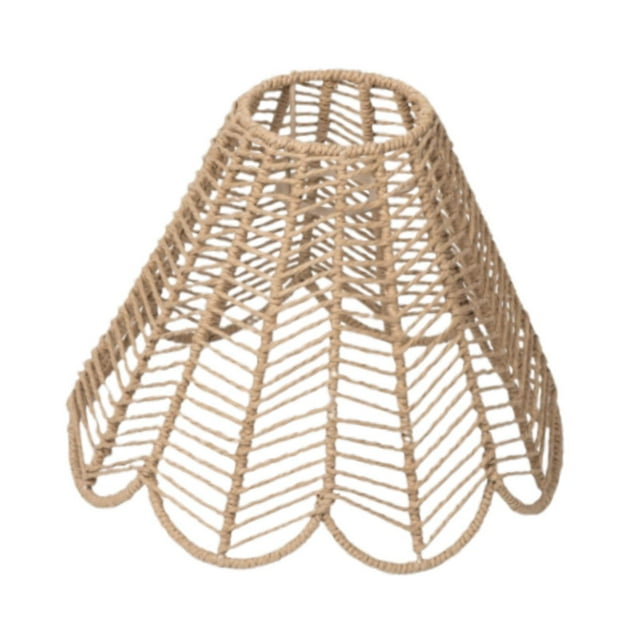 Pantalla de lámpara de cuerda de papel tejido Fernando decoración del hogar tambor Bohemia tejida a mano Retro 27,5 cm x 21 cm