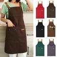 thumbnail image 2 of Delantal de cocina con bolsillo, diseño de correa ajustable, impermeable, antiincrustante, delantal de limpieza, delantal de cocina, suministros de cocina, 2 of 8