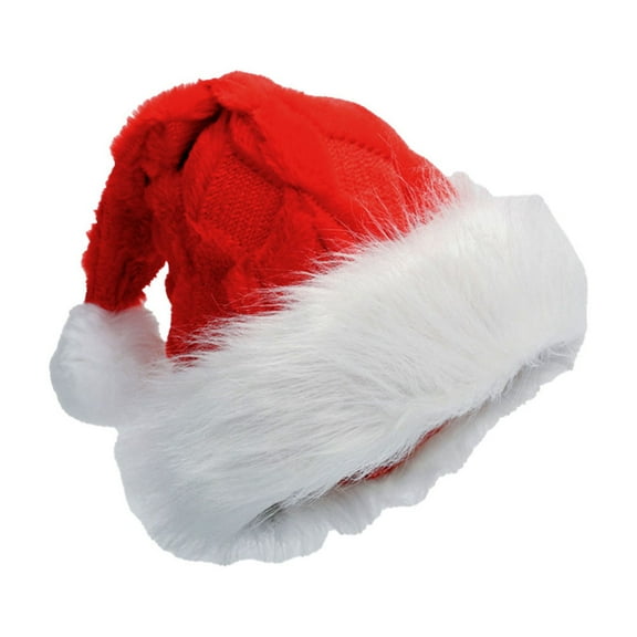 Lilixerw Plush Santa Hat,Traditional Red and White Plush Christmas Santa Hat,for Christmas Party,Adult Size