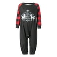 thumbnail image 2 of Family Matching Christmas Pajamas, Elk Letter Print Long-Sleeved O-Neck Tops + Plaid Pattern Trousers, 2 of 9