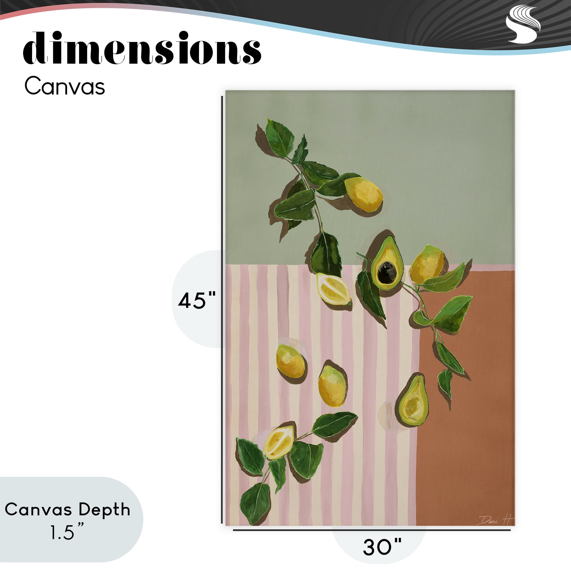Stupell Industries Midcentury Avocado & Lemons Canvas Wall Art, design by Dani Heyward