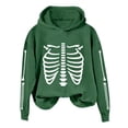 thumbnail image 3 of Women's Skeleton Print Hoodie Long Sleeve Loose Fit Pullover Sweatshirt for Halloween Party Streetwear Casual Outfit Fall Winter Fashion Womens Hoodies Sweatshirts Green M, 3 of 3