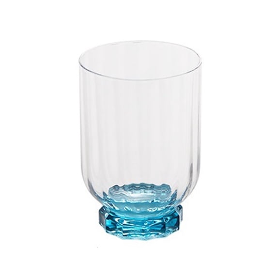 Blue Ribbed Drinking Glass, Aesthetic Hand-blown Stemless Glass Cup, Dishwasher Safe