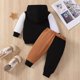 thumbnail image 4 of Gibobby Conjunto de Sudadera y Leggings de Lana Conjunto de ropa deportiva informal de dos piezas para niños pequeños, Tops con capucha para niños pequeños(Marrón,6-12 Meses ), 4 of 5