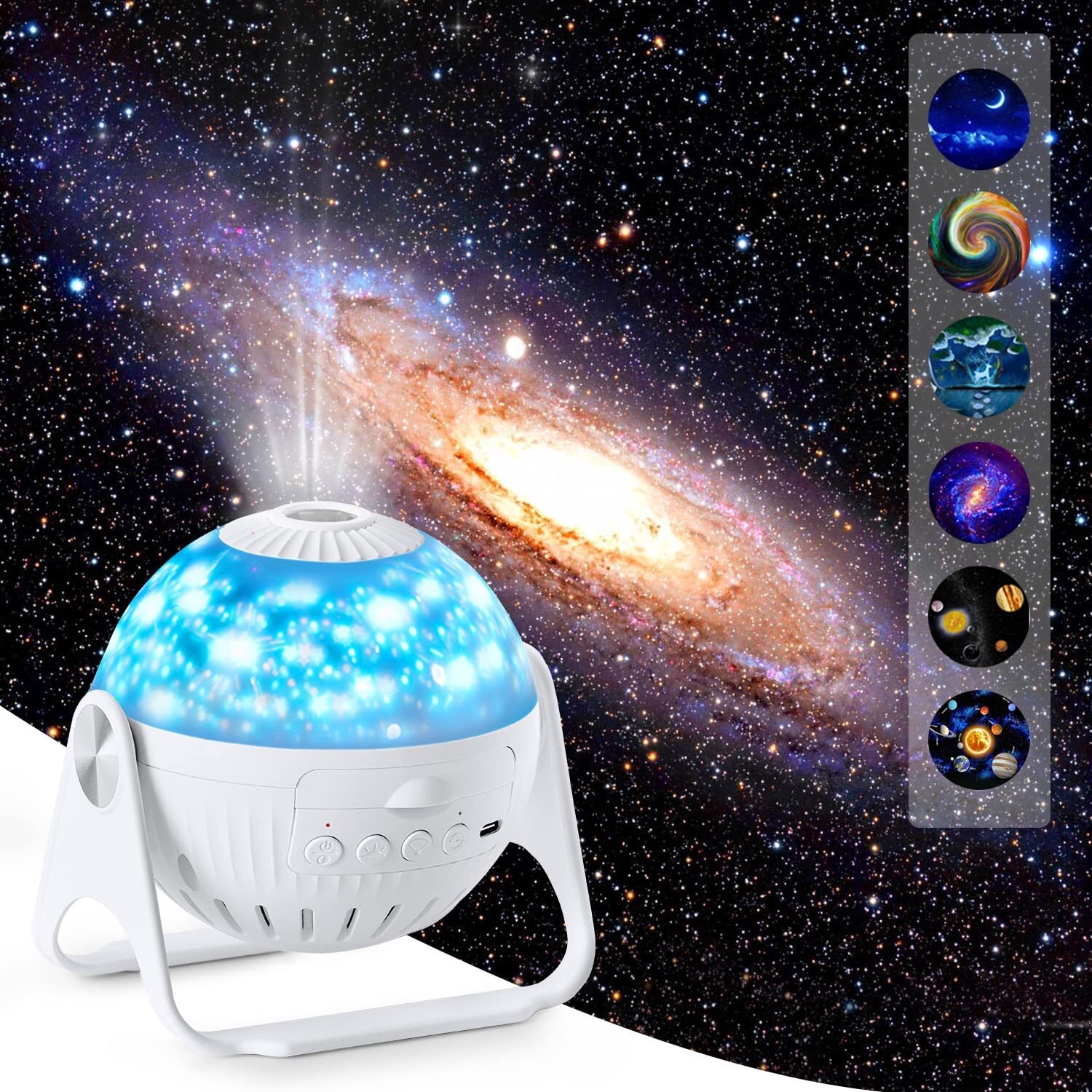 ORIA Star Projector Light, 6 in 1 LED Galaxy Rotating Star Light Ambient Night Light for Kids Baby Bedroom Party Home Decor