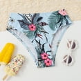 thumbnail image 5 of URMAGIC 7-12Y Girls 3 Pieces Swimsuit Tropical Print Bikini Set w/Beach Skirt Bathing Suit, 5 of 7
