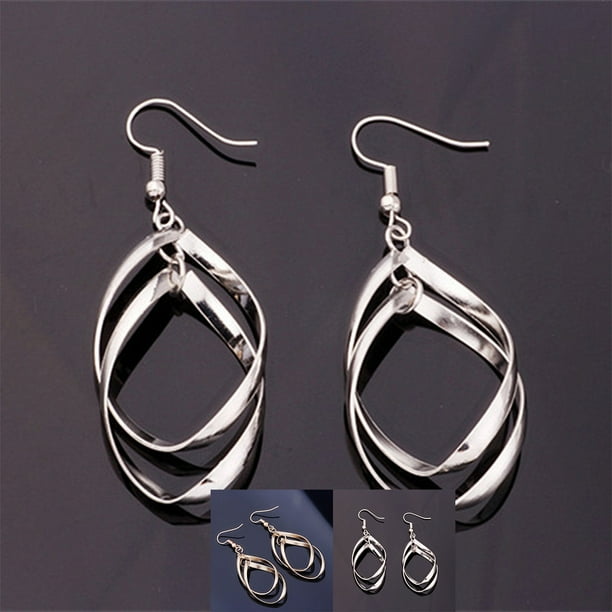 Jumpingount 1 par de pendientes retorcidos para mujer, pendientes de gota para la oreja de hoja hueca, regalos portátiles para esposa, novia, joyería de Ropa, zapatos y accesorios Miscelánea Oro Jumpingount PS6950-01