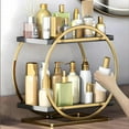 thumbnail image 4 of 2 Tier Bathroom Countertop Organizer, Metal Cosmetic Organizer and Storage, Make up Counter Shelf Perfume Holder Rack Cosmetic Display Tray for Bathroom, Gold, 4 of 5