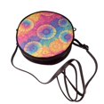 thumbnail image 3 of Leather Shoulder Round Bag 7.1×2.36in Fashion Casual Crossbody Bag Shoulder Bag For Work Travel Business Shopping Date Darkorchid Tie Dye Background Rainbow Colors Tie-Dye Pattern, 3 of 5
