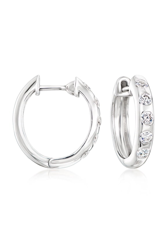 0.50 ct. t.w. CZ Hoop Earrings in Sterling Silver, Women's, Adult