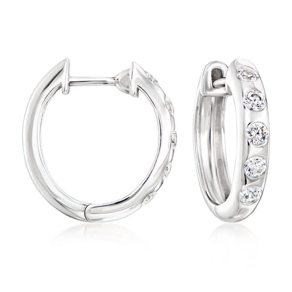 Ross-Simons 0.50 ct. t.w. CZ Hoop Earrings in Sterling Silver, Women's, Adult