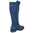 thumbnail image 3 of Forever Women Small Block Heel Knee High Boots Side Zipper Buckled Quilted Knitted Stitching MANGO-21 Blue Denim 7.5, 3 of 4