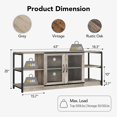 thumbnail image 2 of Mueble para TV De 63 Pulgadas con 2 Estantes Abiertos y 2 Puertas De Malla, Centro De Entretenimiento De Diseño Industrial, Mesa Consola Multimedia para Salón y Dormitorio, Gris, 2 of 6
