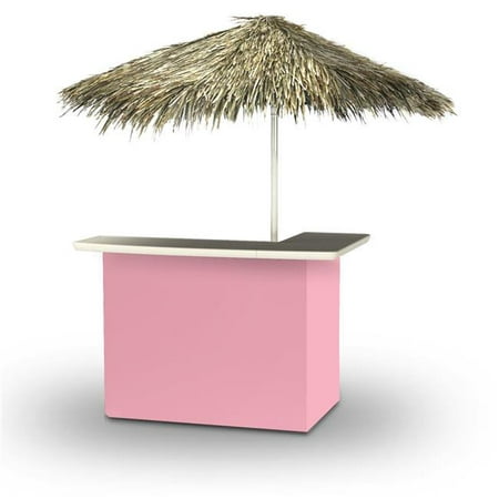 Best of Times 2001W2503P Ice Cream Parlour Palapa Portable Bar & 6 ft. Square Palapa Umbrella, Pink &