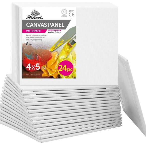 Paneles de Lienzo PHOENIX Paquete de 24 Unidades 10x13 cm Algodón Preparado