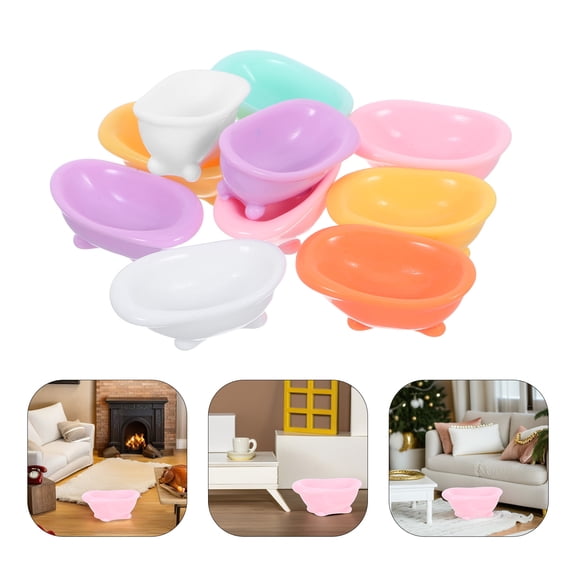 BESTOYARD 10Pcs Realistic Look Bathtub Assorted Color Mini House Accessory Resin