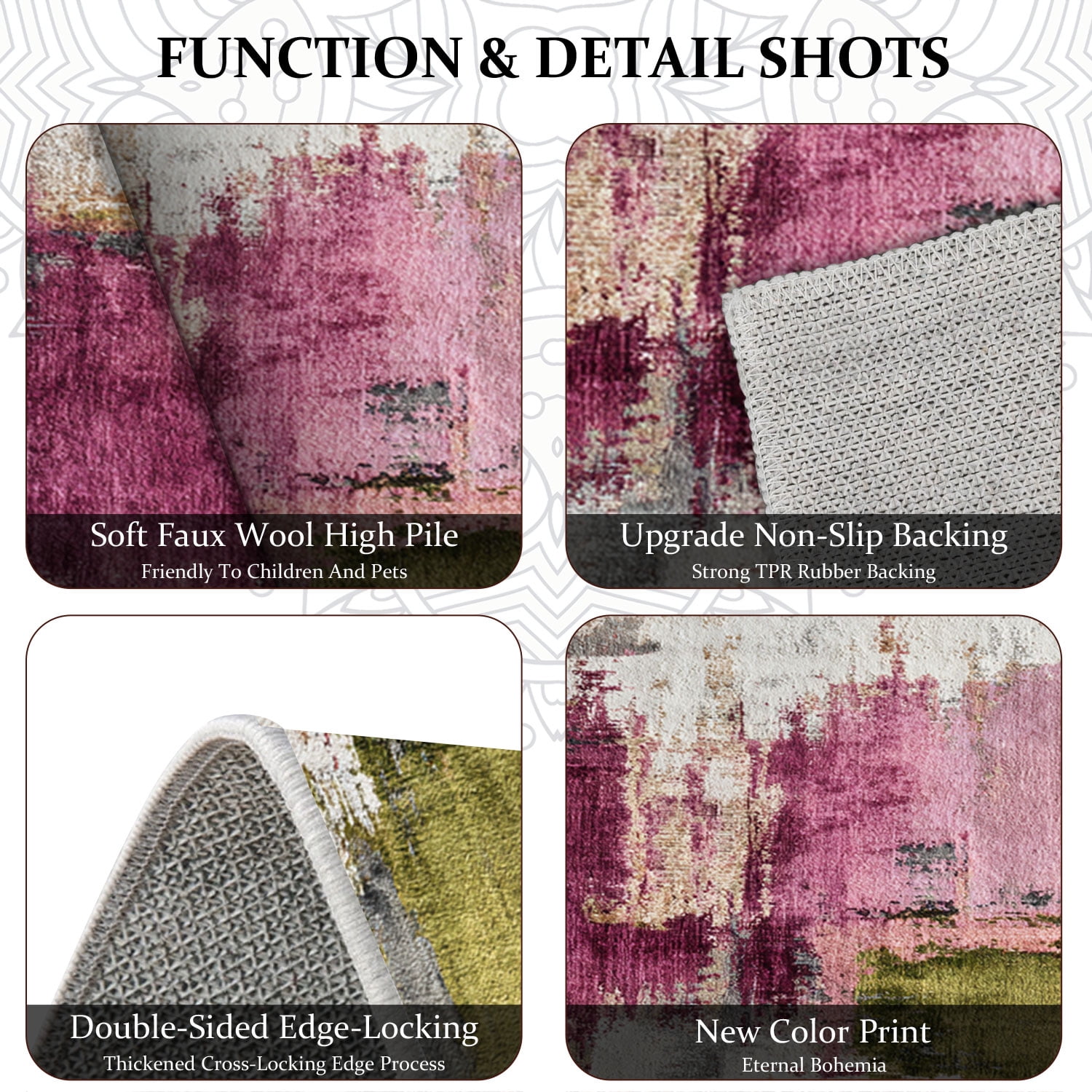 3 Piece Kitchen Rug Set, Non-Slip And Washable, Abstract Pattern Kitchen Hallway Rug, Soft And Comfortable, Suitable For Sinks, Floors, Entrances, Hallways and Bathrooms