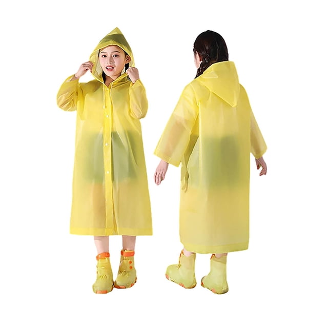 GPOECD Imperméable Réutilisable pour Enfants, Poncho de Pluie Épais Portable, Ponchos de Pluie pour Enfants, Imperméable pour Âges 4-9 Ans 01_Yellow, Taille Unique