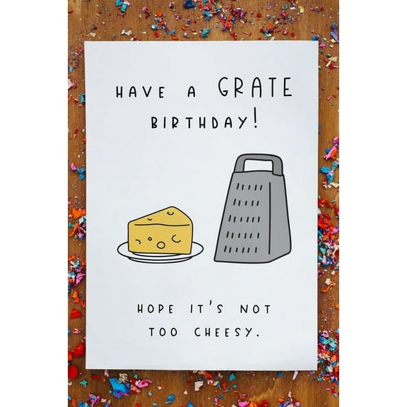 Funny Birthday Card – "Have a Grate Birthday!" Cheese Grater Design – Blank Inside, Envelope Included – Perfect for Friends and Family with a Sense of Humor