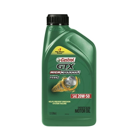 Castrol GTX High Mileage 20W-50 Synthetic Blend Motor Oil, 1 (Best 0 20w Synthetic Oil)