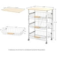 thumbnail image 2 of Slide Out Fruit Vegetable Basket, Rolling Storage Cart with Wooden Handle & Top, Metal Wire Produce Rack for Pantry Organization, Onion Potato Storage Bins, White, 2 of 4