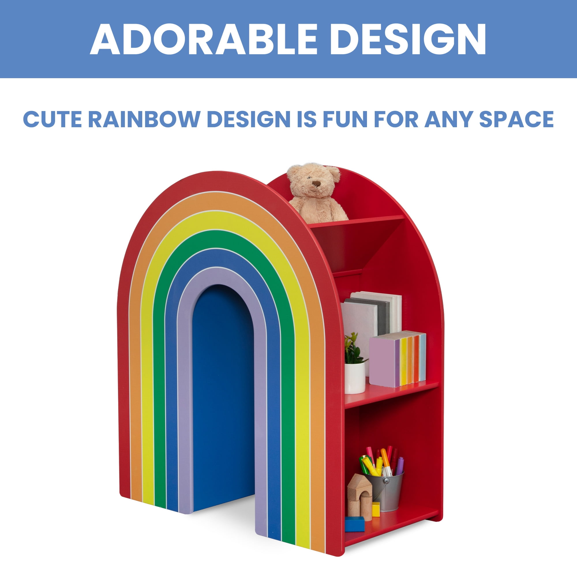 Delta Children Rainbow Bookcase – Greenguard Gold Certified, Multi