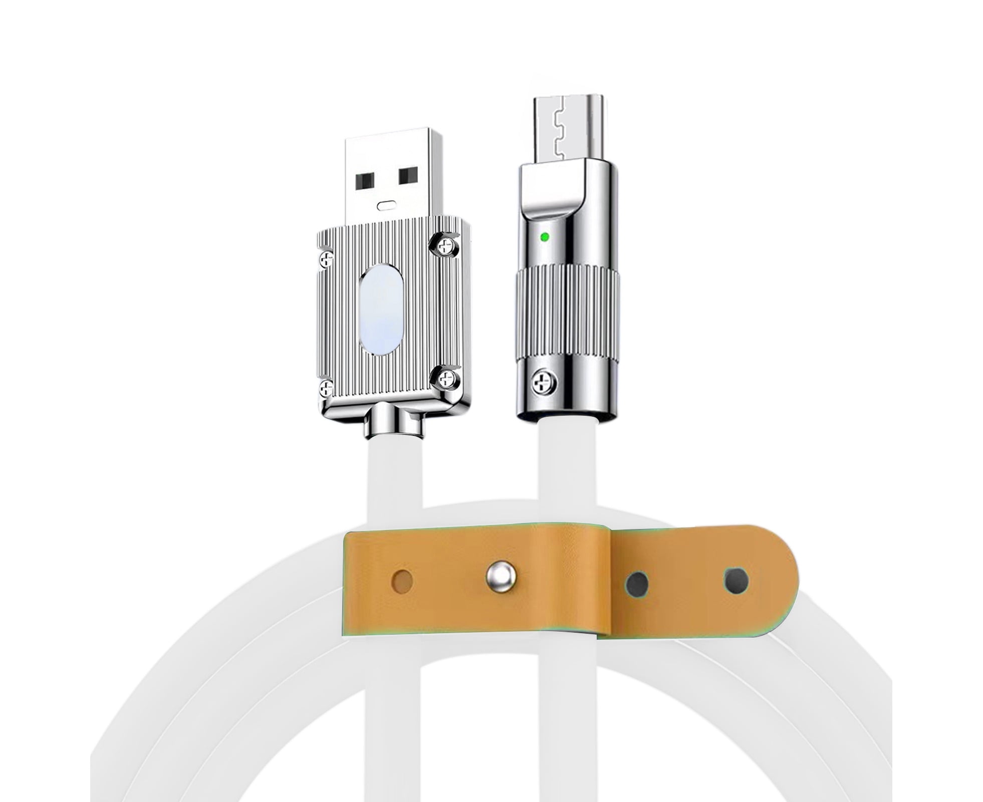 Charging Cable 120W High-Speed Safety Protection Flexible Fast Charging Tangle-Free Micro USB Quick Charge Cable for Android-White 200cm