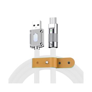 Câble de recharge 120W Protection haute vitesse de sécurité Flexible charge rapide Tangle-Free Micro USB Câble de charge rapide pour Android-White 200cm