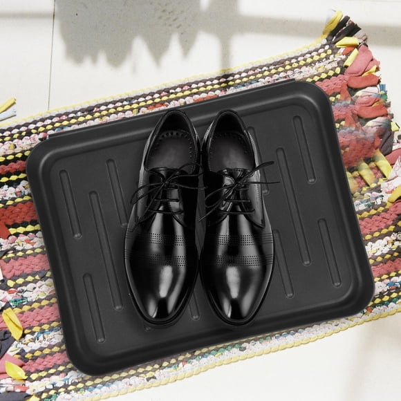 Minkissy Indoor Shoes Mat Shoe Boot Drying Tray Black Plastic Waterproof 1Set