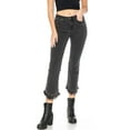 thumbnail image 2 of Angry Rabbit Women's Juniors Mid Rise Denim Frayed Studded Jeans (25, Coal Black), 2 of 5