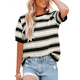 thumbnail image 2 of Camisetas de Corta con Bloques de Color A Rayas Negras M, 2 of 7