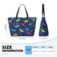 thumbnail image 3 of Goofa Dinosaurs Print Beach Bags Waterproof Beach Tote Bag Zipper Sandproof Swim Pool Bag Large Tote Beach Vacation Travel, 3 of 6