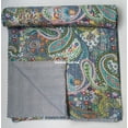thumbnail image 3 of Handblock Multi Pasiely Print Handmade Cotton Kantha Quilting Throw Blanket Hippie Queen/King Size Bohemian Block Kantha Quilt With 2 Pillow Cover, 3 of 4