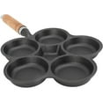 thumbnail image 3 of Cast Iron 5-Cup Egg Divider Skillet, Nonstick Divided Frying Pan with Wooden Handle, Breakfast Skillet Omelet Pan for Round Eggs, 3 of 10
