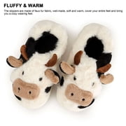 Spencer Women's Fuzzy Slippers Cute Animal Cow Plush Slippers Household Indoor Outdoor Slide Slippers Warm House Shoes