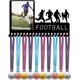 thumbnail image 1 of Exhibidor de medallas de fútbol con marco de fotos, soporte de pared metálico para colgar premios deportivos con 20 ganchos., 1 of 9