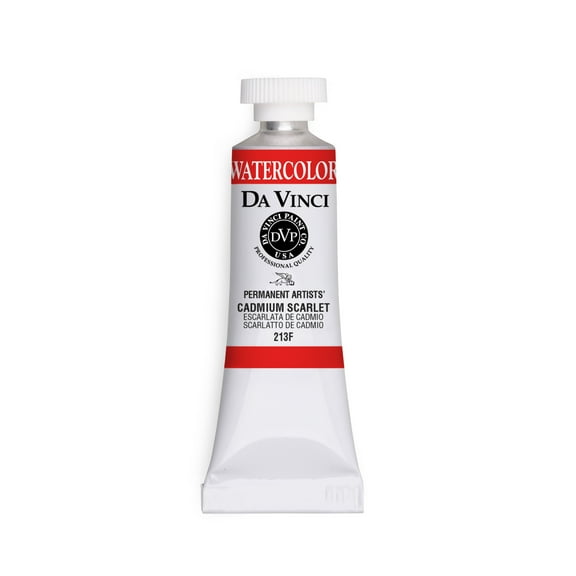 Da Vinci Paints Professional Watercolor, 15ml Tube, Cadmium Scarlet