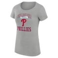 thumbnail image 2 of Women's G-III 4Her by Carl Banks Heather Gray Philadelphia Phillies Super-Slim Fit Lightweight Team Logo Graphic T-Shirt, 2 of 5