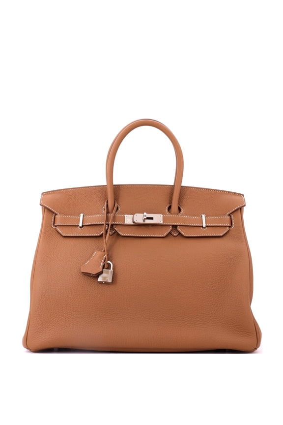 Pre-Owned Birkin Handbag Gold Togo with Palladium Hardware 35 By Rebag