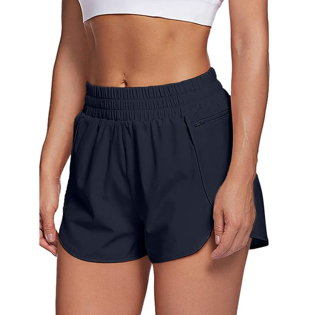 FOCUSNORM Solid Color Athletic Shorts Compression Underwear Lining Pockets