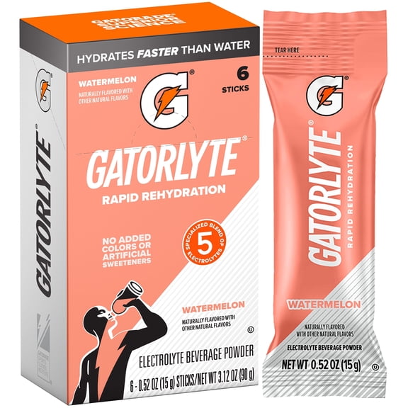 Gatorade Gatorlyte Electrolyte Beverage Drink Mix Powder, Watermelon, 3.1 oz, 6 Stick