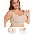 thumbnail image 3 of YANDW Wireless Comfort Everyday Bra Seamless Full Coverage Wirefree Sleep Bras for Women, Beige M, 3 of 10