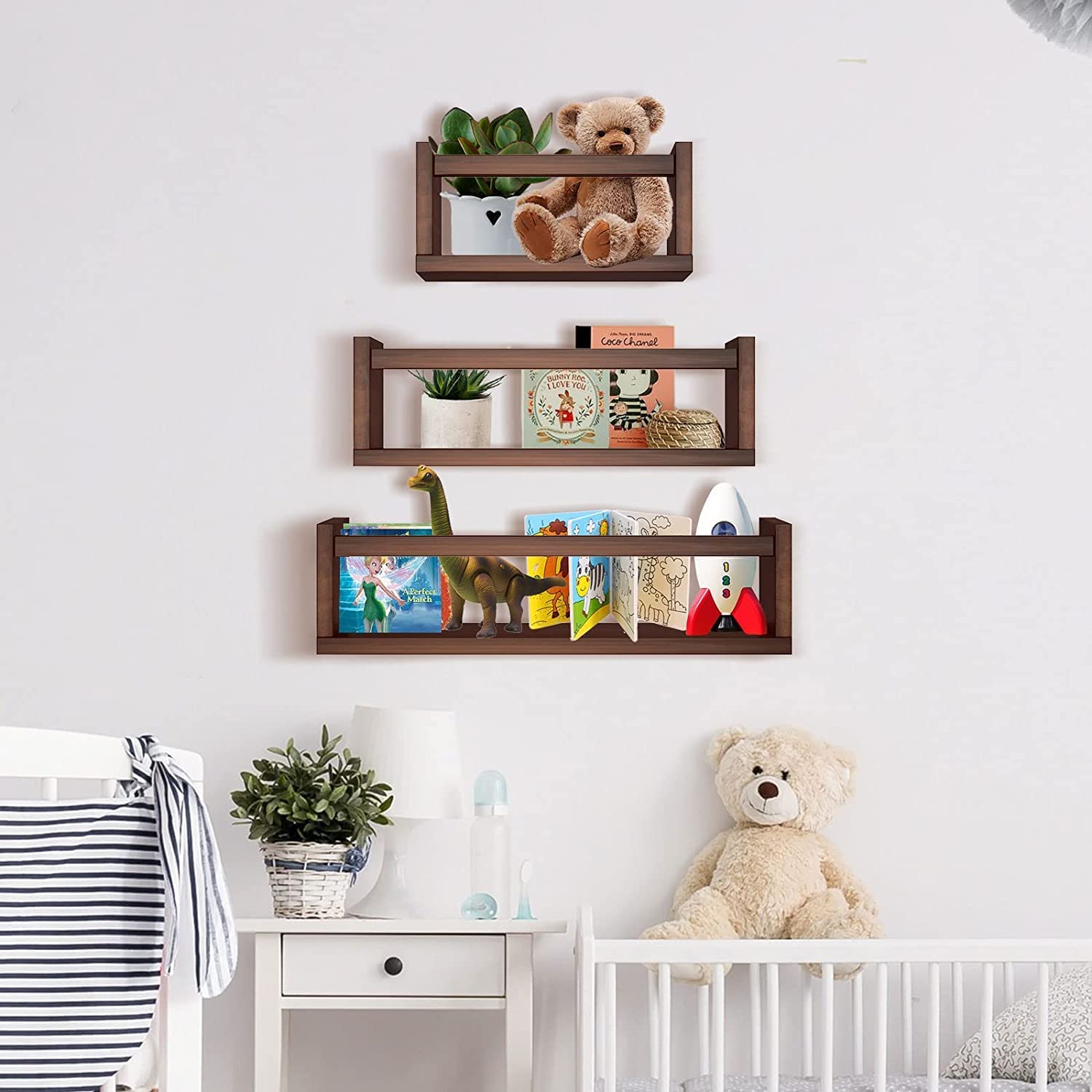 Floating Bookshelf, Wall Mount Nursery Book Shelves,Bedroom Living Room