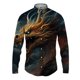 thumbnail image 3 of Nueva ropa de calle para hombre, moda de primavera y otoño, camisa con estampado de dragón 3D y botones para hombre, camisa hawaiana de manga larga para hombre, 3 of 5
