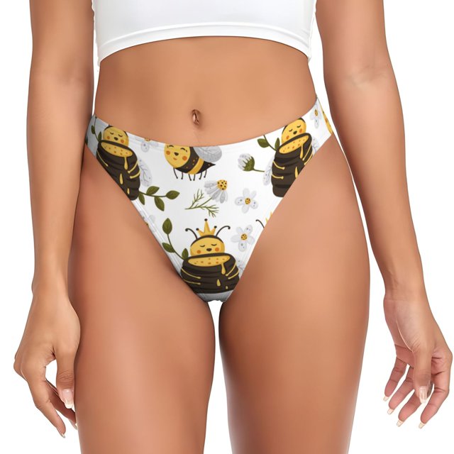 Fotbe Honey Bee Insect Tanga Sin Costuras para Mujer con Estampado – Panties Invisibles, Transpirables y Cómodos para Uso Diario-XX-Large