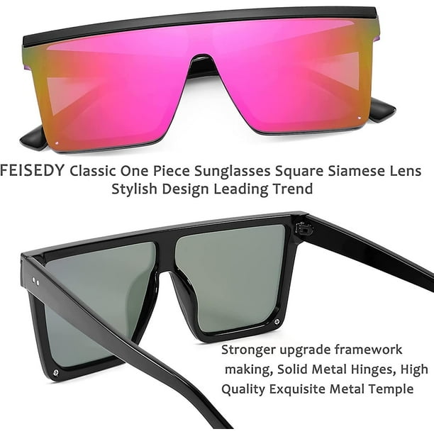 Womens Oversized Flat Lens Rimless Square Sunglasses Mens Large