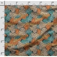 thumbnail image 2 of Soimoi Leaves Print,Cotton Cambric, Quilting Fabric Sold by The Yard 42 Inch Wide, Medium Weight Cotton Fabric, SewingSupplies,Green & Orange, 2 of 5