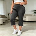 thumbnail image 6 of Plus Size Cargo Capris for Women Elastic Waist Slim Fits Yoga Capri Leggings, Stretch Workout Hiking Sports Cropped Pants, 6 of 7